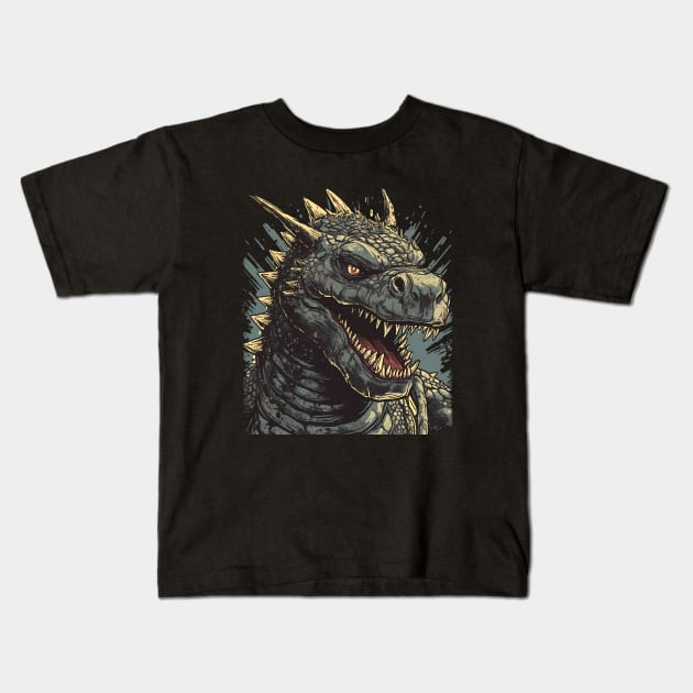 Monster Reptile Portrait Kids T-Shirt by MLArtifex